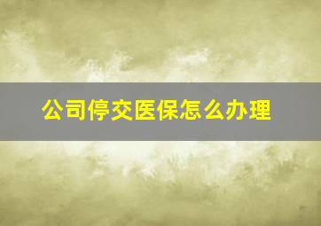 公司停交医保怎么办理