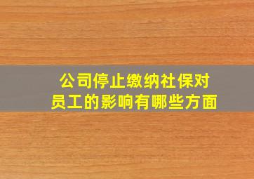 公司停止缴纳社保对员工的影响有哪些方面