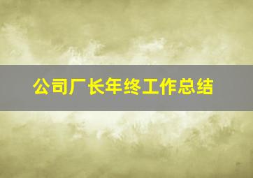 公司厂长年终工作总结