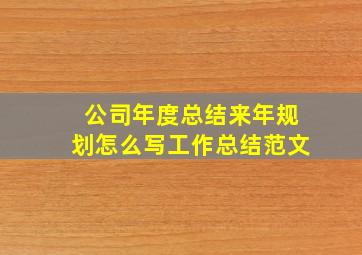 公司年度总结来年规划怎么写工作总结范文