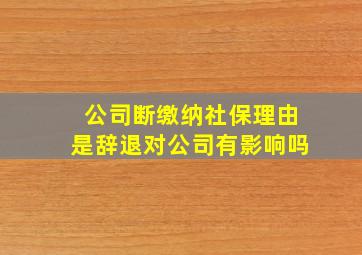 公司断缴纳社保理由是辞退对公司有影响吗