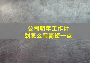 公司明年工作计划怎么写简短一点