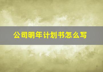 公司明年计划书怎么写