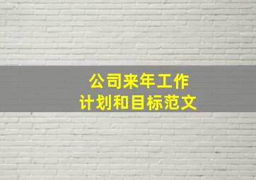 公司来年工作计划和目标范文