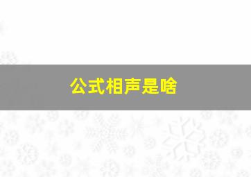 公式相声是啥