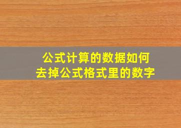 公式计算的数据如何去掉公式格式里的数字