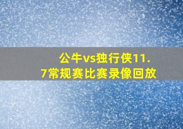 公牛vs独行侠11.7常规赛比赛录像回放