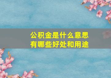 公积金是什么意思有哪些好处和用途