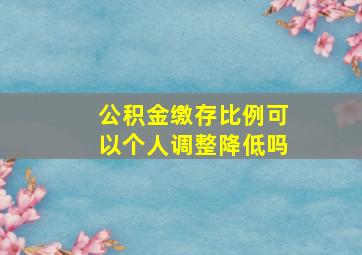 公积金缴存比例可以个人调整降低吗