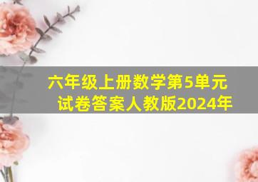 六年级上册数学第5单元试卷答案人教版2024年