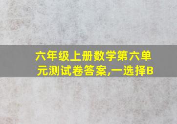 六年级上册数学第六单元测试卷答案,一选择B