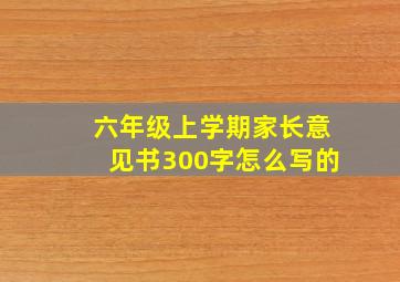 六年级上学期家长意见书300字怎么写的