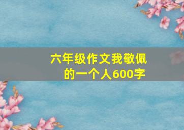 六年级作文我敬佩的一个人600字