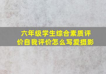 六年级学生综合素质评价自我评价怎么写爱摄影