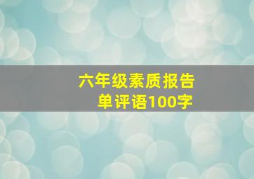 六年级素质报告单评语100字