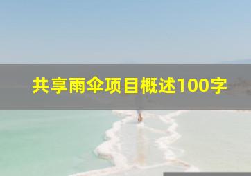 共享雨伞项目概述100字