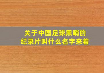 关于中国足球黑哨的纪录片叫什么名字来着