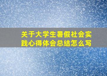 关于大学生暑假社会实践心得体会总结怎么写