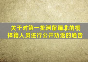 关于对第一批滞留缅北的桐梓籍人员进行公开劝返的通告