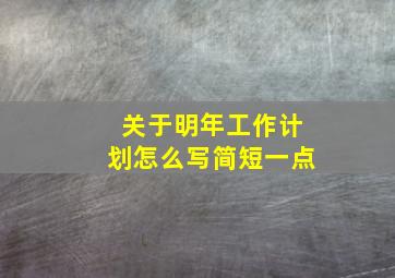 关于明年工作计划怎么写简短一点