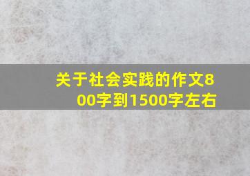 关于社会实践的作文800字到1500字左右