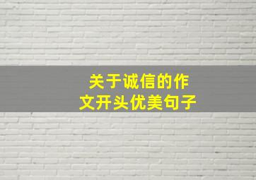 关于诚信的作文开头优美句子