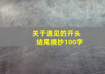 关于遇见的开头结尾摘抄100字