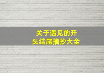 关于遇见的开头结尾摘抄大全