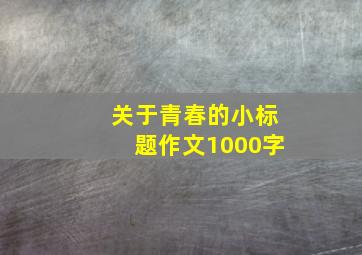 关于青春的小标题作文1000字