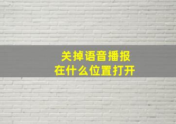 关掉语音播报在什么位置打开