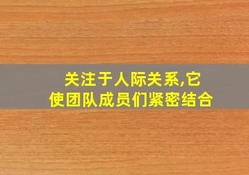 关注于人际关系,它使团队成员们紧密结合