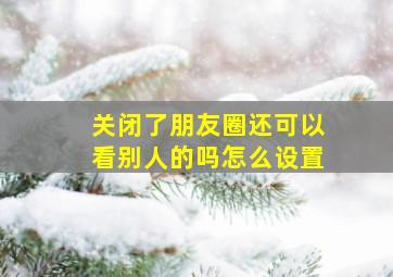 关闭了朋友圈还可以看别人的吗怎么设置