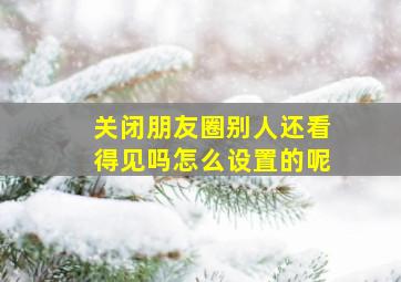 关闭朋友圈别人还看得见吗怎么设置的呢