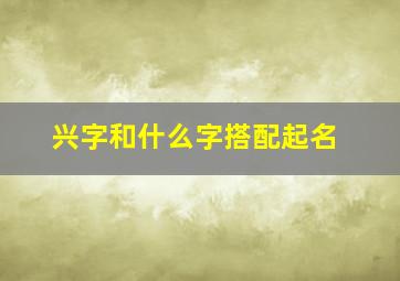 兴字和什么字搭配起名