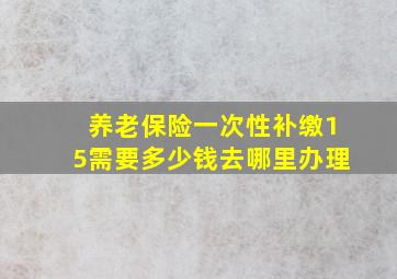 养老保险一次性补缴15需要多少钱去哪里办理