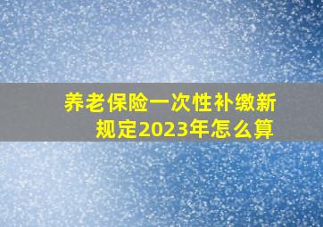 养老保险一次性补缴新规定2023年怎么算