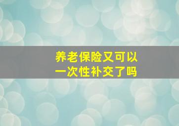 养老保险又可以一次性补交了吗