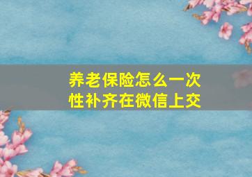 养老保险怎么一次性补齐在微信上交