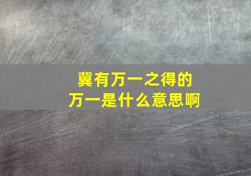 冀有万一之得的万一是什么意思啊