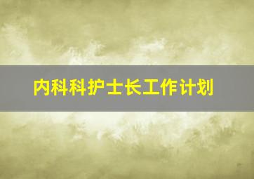 内科科护士长工作计划