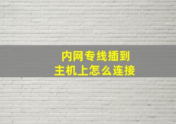 内网专线插到主机上怎么连接