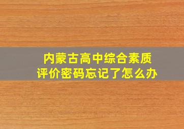 内蒙古高中综合素质评价密码忘记了怎么办