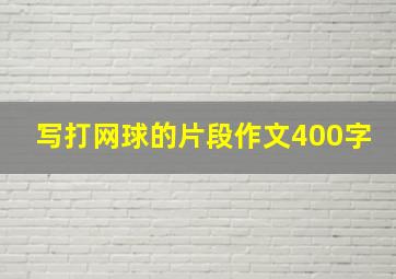 写打网球的片段作文400字