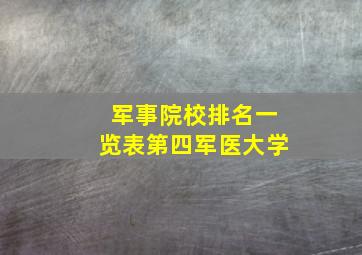 军事院校排名一览表第四军医大学