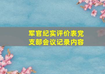 军官纪实评价表党支部会议记录内容