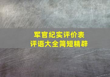 军官纪实评价表评语大全简短精辟