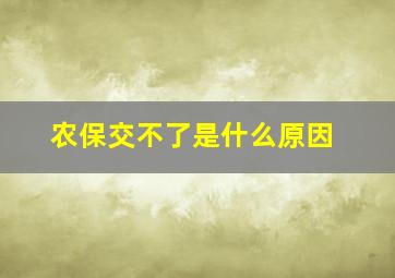 农保交不了是什么原因