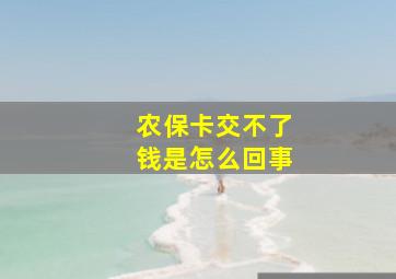 农保卡交不了钱是怎么回事