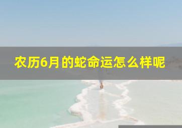 农历6月的蛇命运怎么样呢