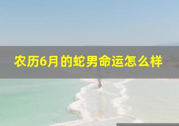 农历6月的蛇男命运怎么样